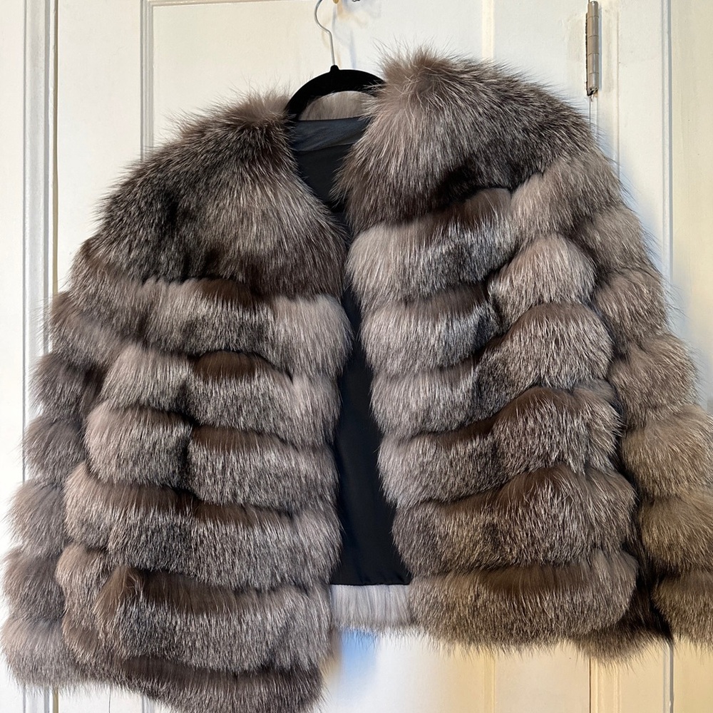 Grey Saks Fifth Avenue Fox Fur Jacket